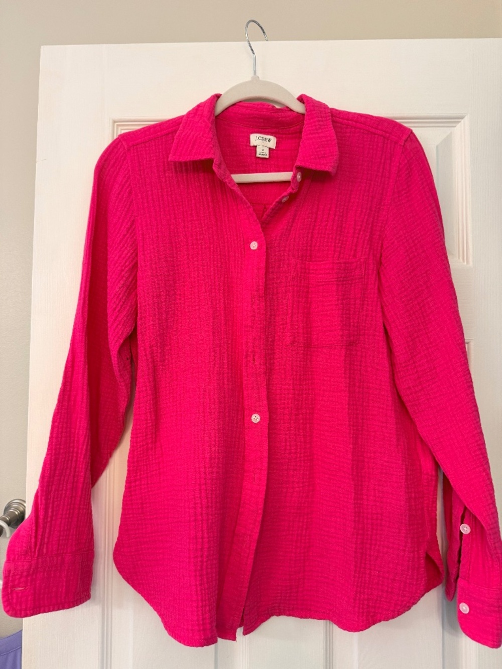 Jcrew gauze hot pink  longsleeve